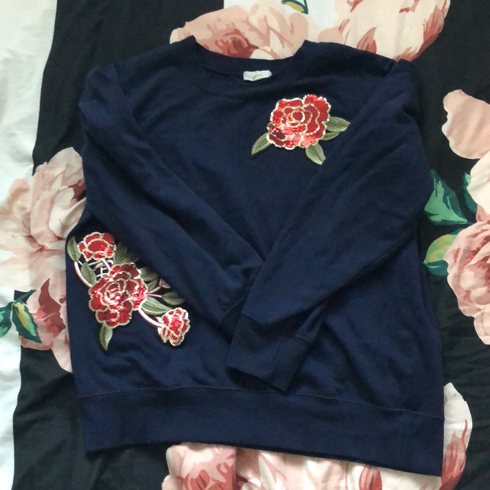 Rose embroidered sweater